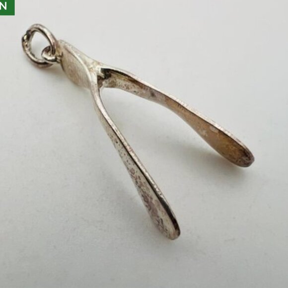 Sterling Silver Box Chain Necklace with Wishbone Pendant - Picture 4 of 8